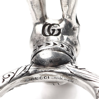 Gucci Sterling Silver Anger Forest Rabbit Head Ring 51 5.75 4 of 5
