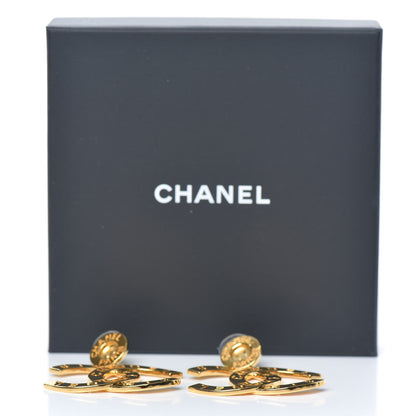Chanel Metal Large Paris Button Earrings Gold 5 of 5