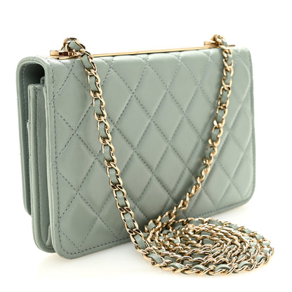 Chanel Lambskin Quilted Trendy CC Wallet On Chain WOC Grey 3 of 11
