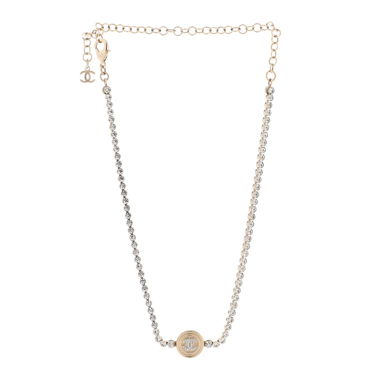 Crystal CC Chain Short Necklace Gold