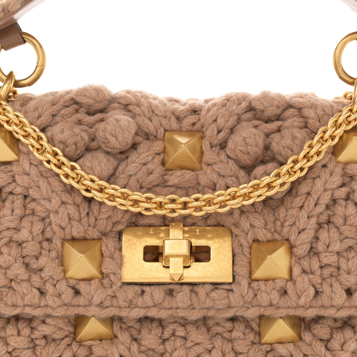 Cashmere Medium Roman Stud Shoulder Bag Brown
