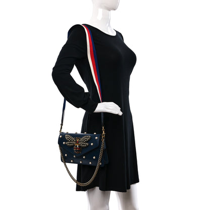 Gucci Nappa Pearl Studded Mini Queen Margaret Broadway Shoulder Bag Blue Agata 2 of 11