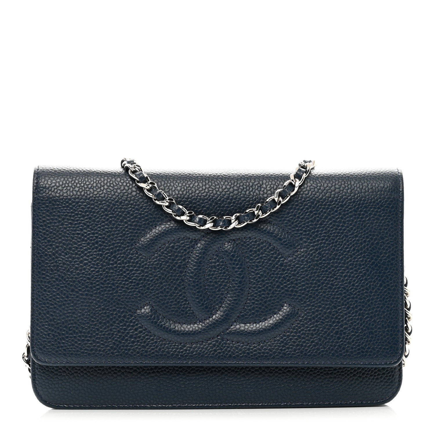 Chanel Caviar Timeless CC Wallet on Chain WOC Navy Blue 1 of 12