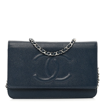 Chanel Caviar Timeless CC Wallet on Chain WOC Navy Blue 1 of 12