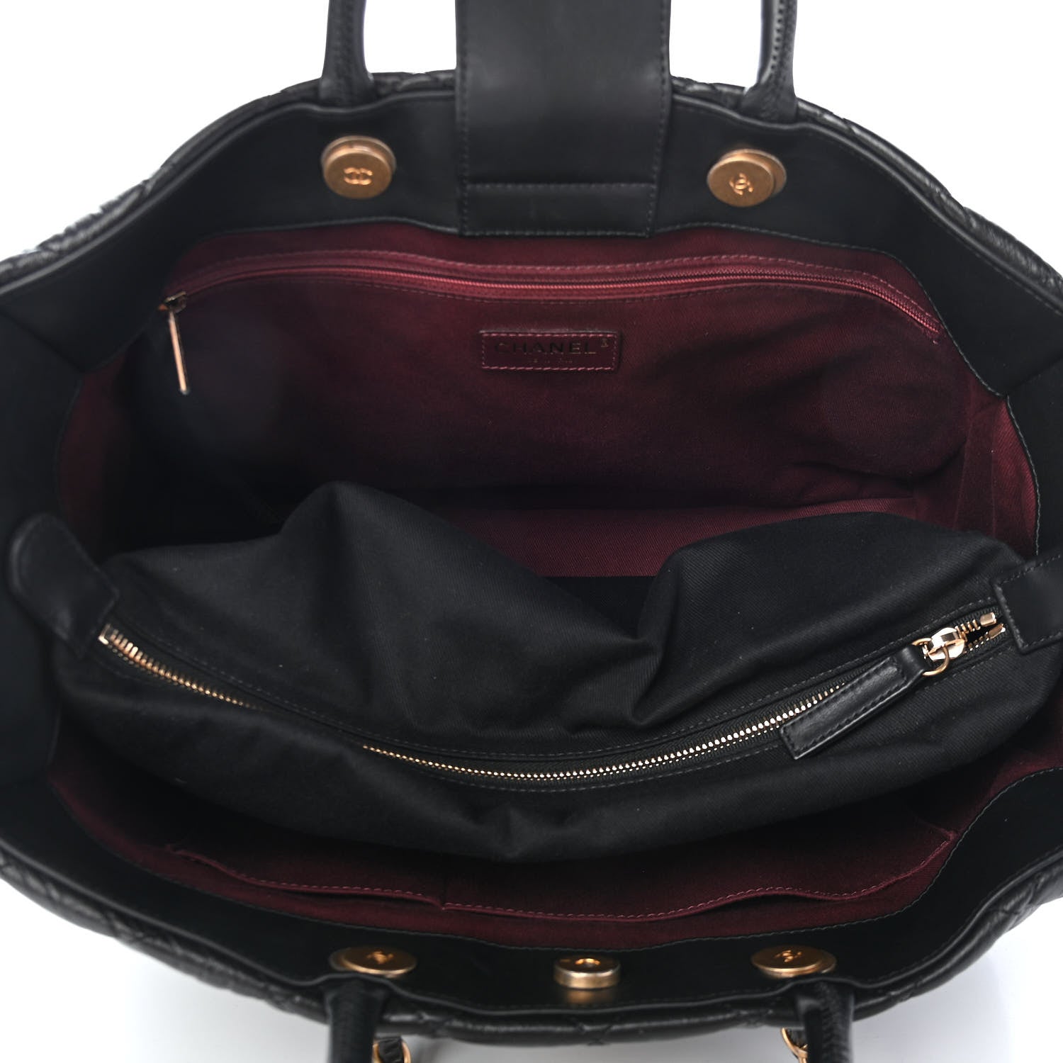 Chanel Aged Calfskin Quilted Large Coco Handle Shopping Tote Black 5 of 10