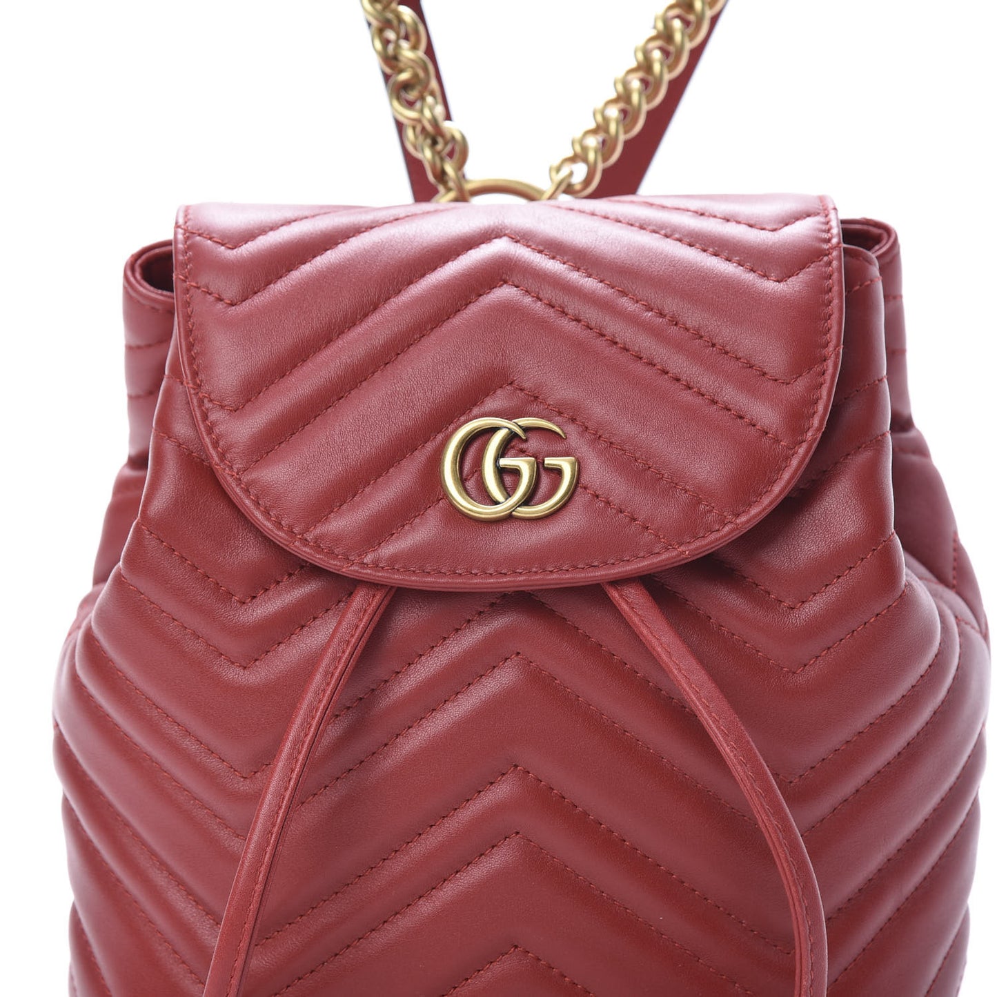 Calfskin Matelasse GG Marmont Flap Backpack Hibiscus Red