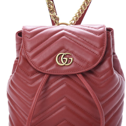 Gucci Calfskin Matelasse GG Marmont Flap Backpack Hibiscus Red 7 of 11