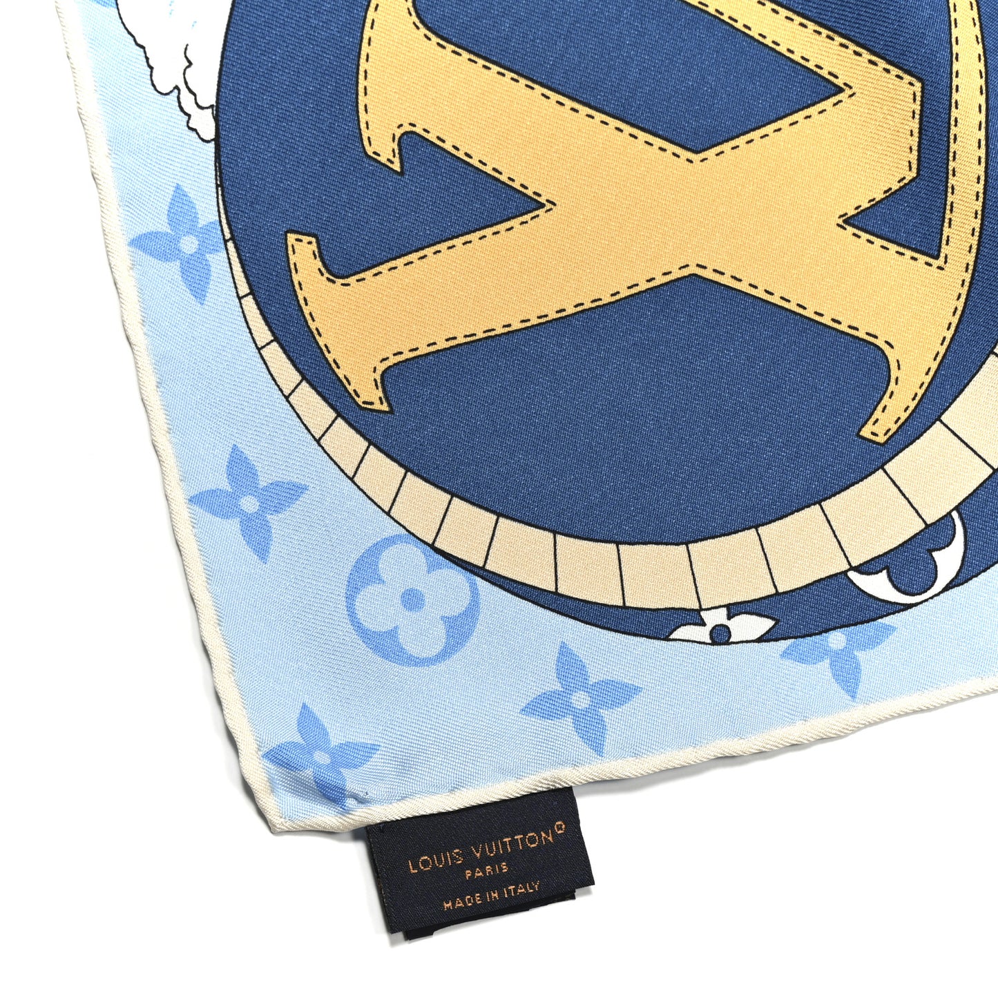 Silk LV Journey Square Scarf 90 Blue