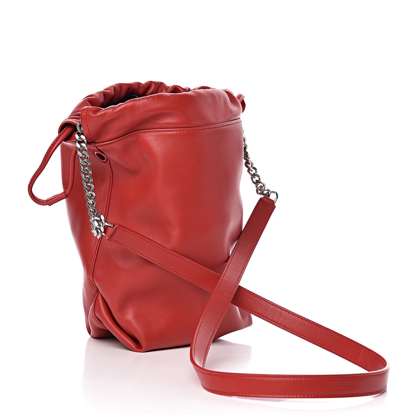 Lambskin Small Teddy Bucket Bag Red