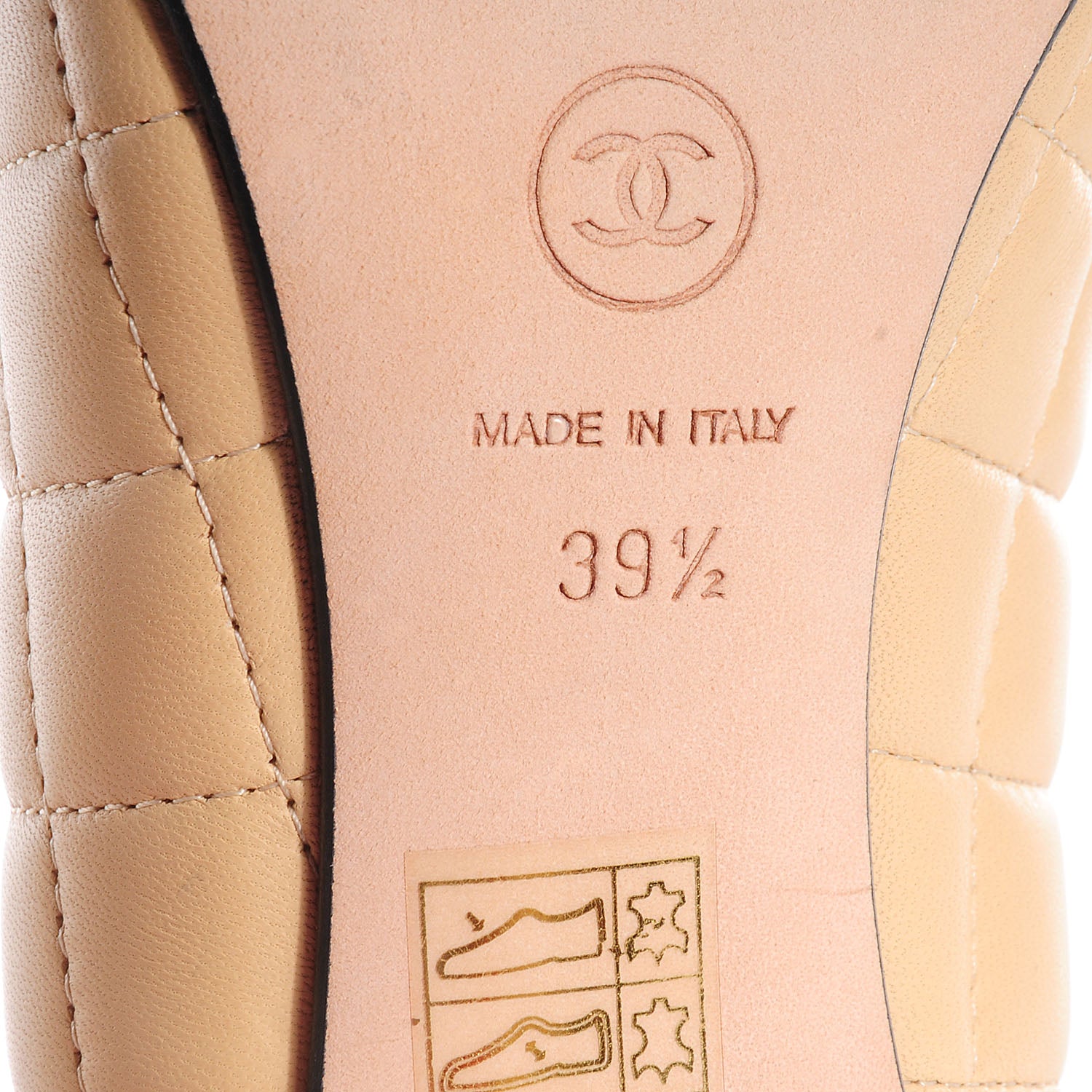 Chanel Leather Quilted Cap Toe Boots 39.5 Beige Black 6 of 7