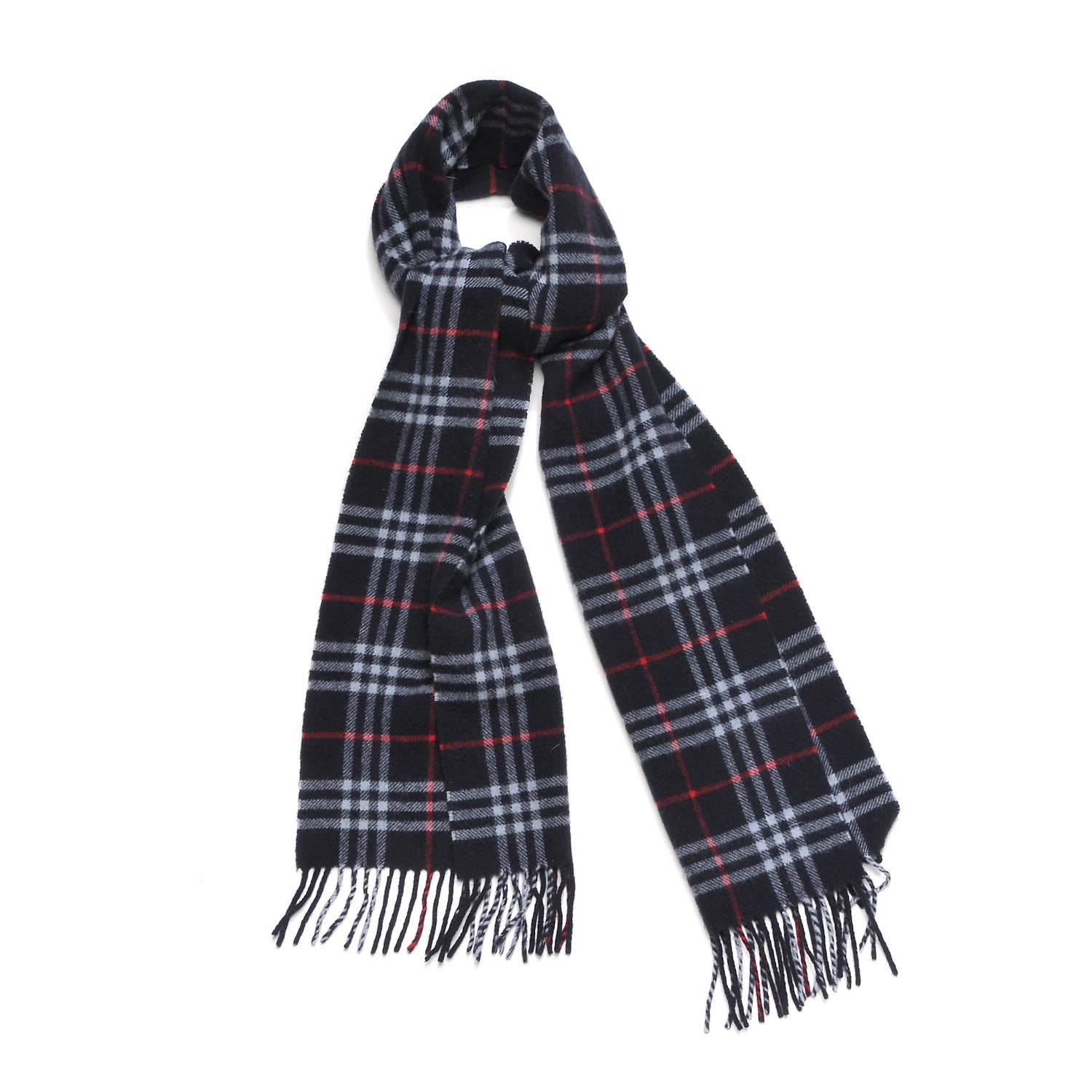 Burberry Wool Nova Check Fringe Scarf Blue 1 of 5