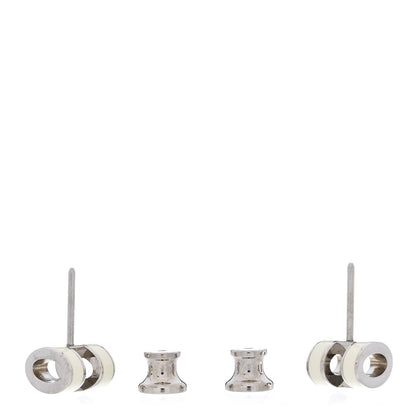 Hermes Palladium Lacquered Mini Pop H Earrings White 3 of 4