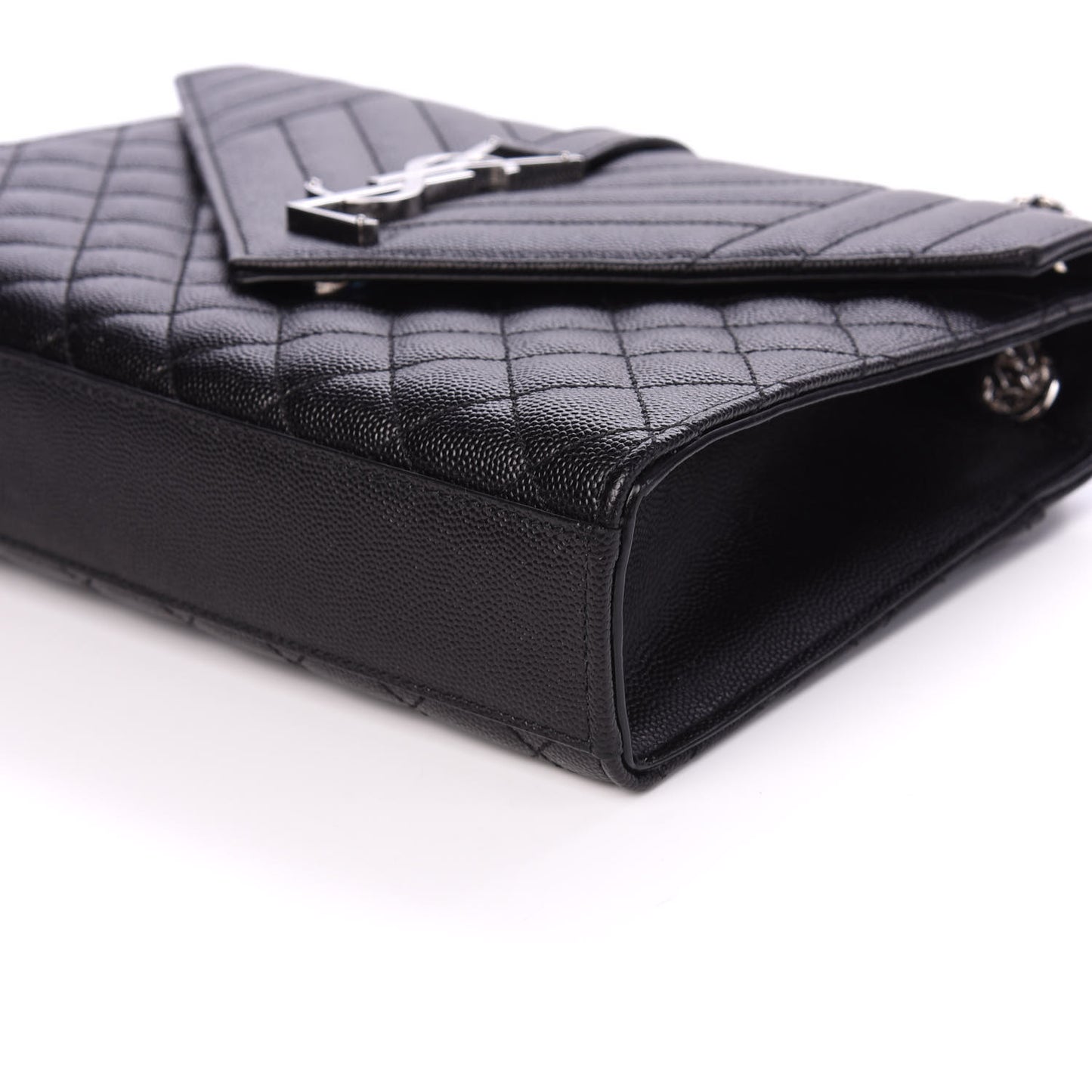 Grain De Poudre Textured Mixed Matelasse Triquilt Medium Monogram Satchel Black