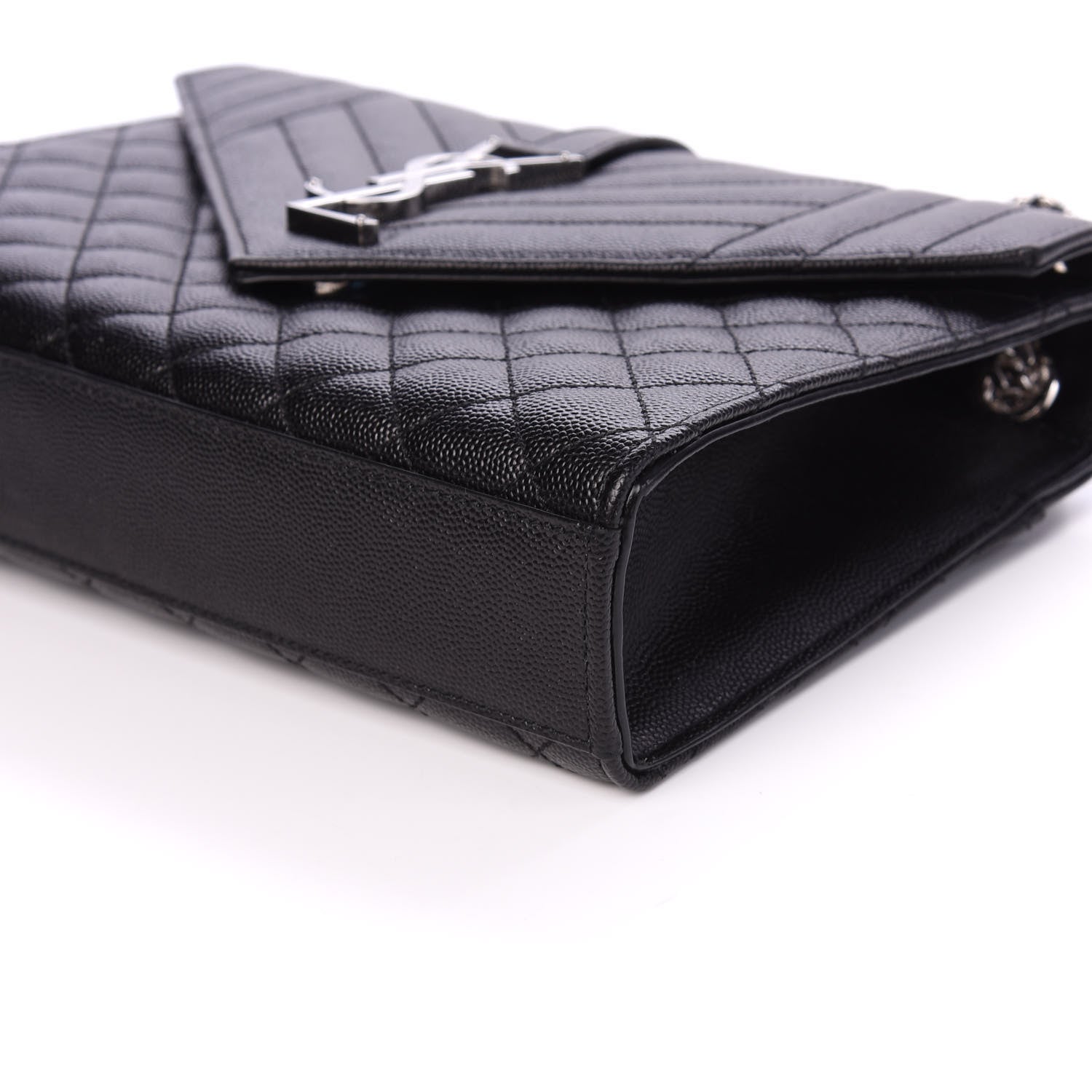 Saint Laurent Grain De Poudre Textured Mixed Matelasse Triquilt Medium Monogram Satchel Black 7 of 9