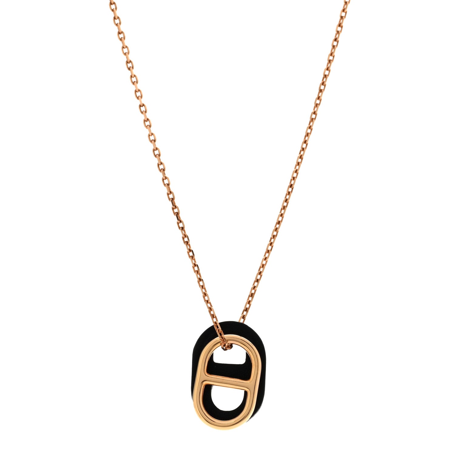 Hermes Swift O'Maillon Pendant Necklace Black 1 of 8