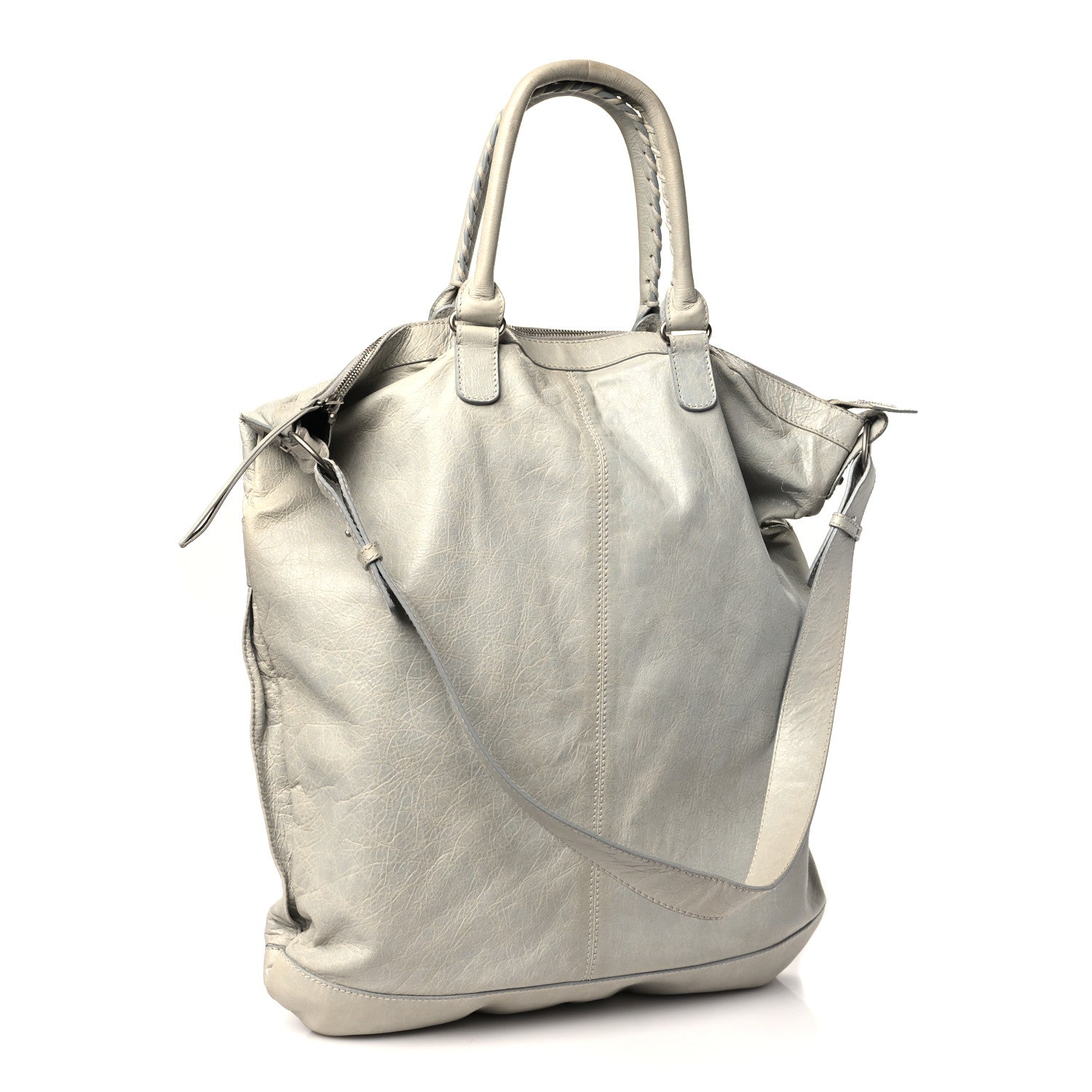 Balenciaga Agneau Classic Hardware Large Square Tote Gris Ciment 3 of 13