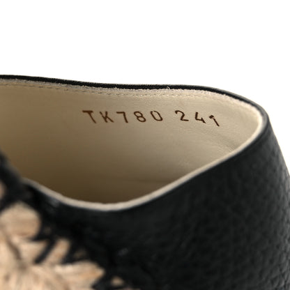 Valentino Garavani Grained Calfskin Rockstud Ankle Wrap Espadrille 15/85mm Wedges 41 Black Light Ivory 8 of 11