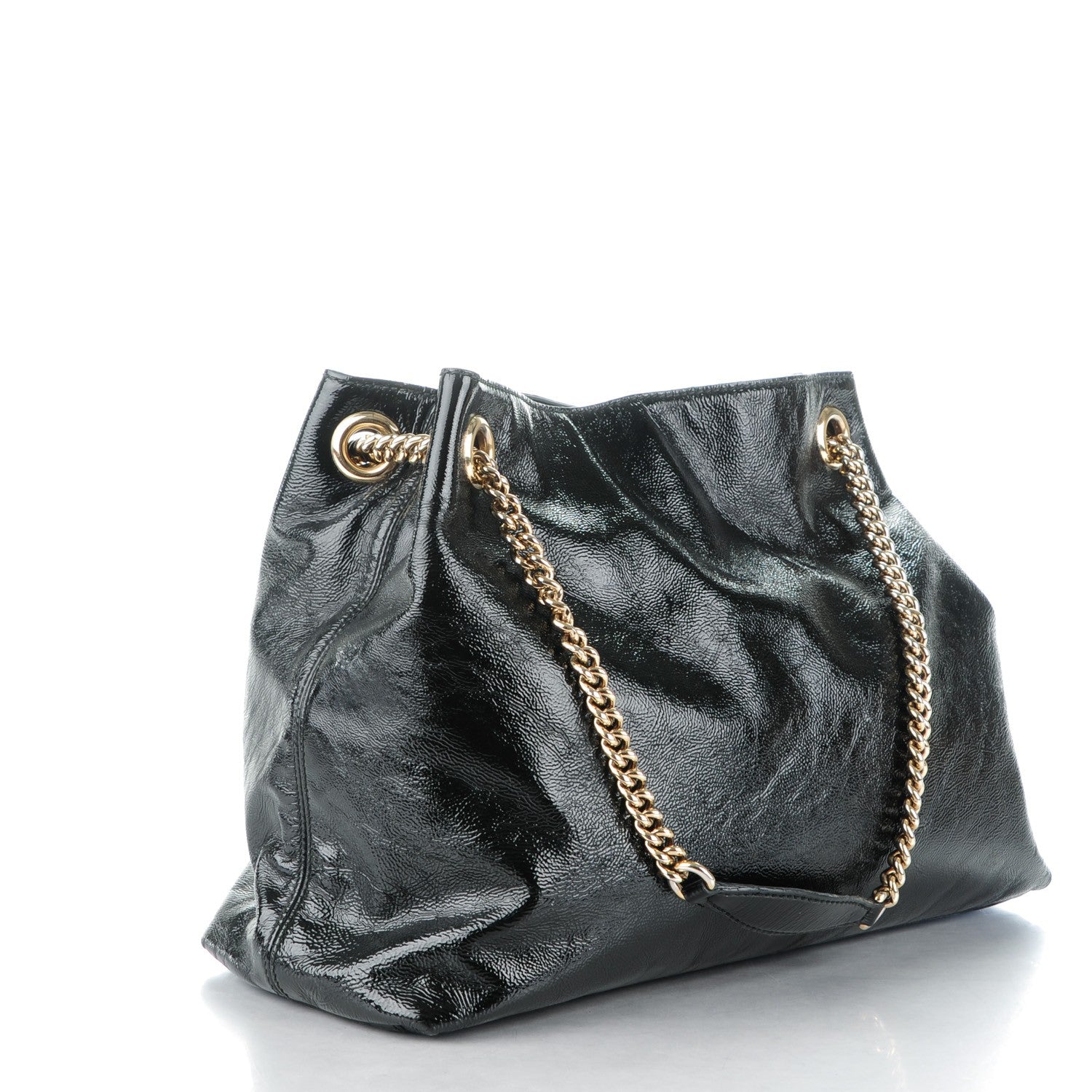 Gucci Patent Medium Soho Chain Shoulder Bag Black 3 of 7