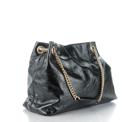 Gucci Patent Medium Soho Chain Shoulder Bag Black 3 of 7