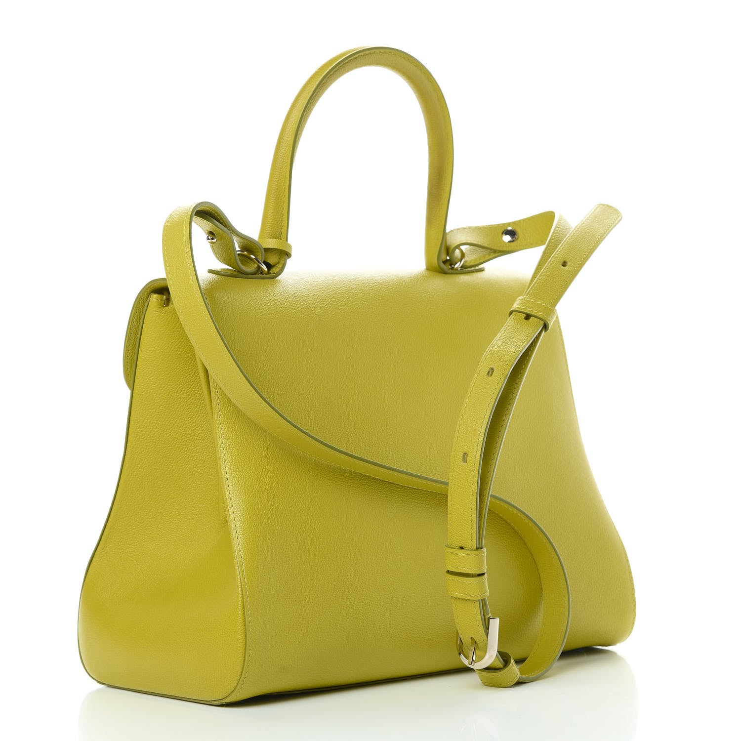 Delvaux Grained Calfskin MM Brillant Satchel Absinthe Lime 3 of 11