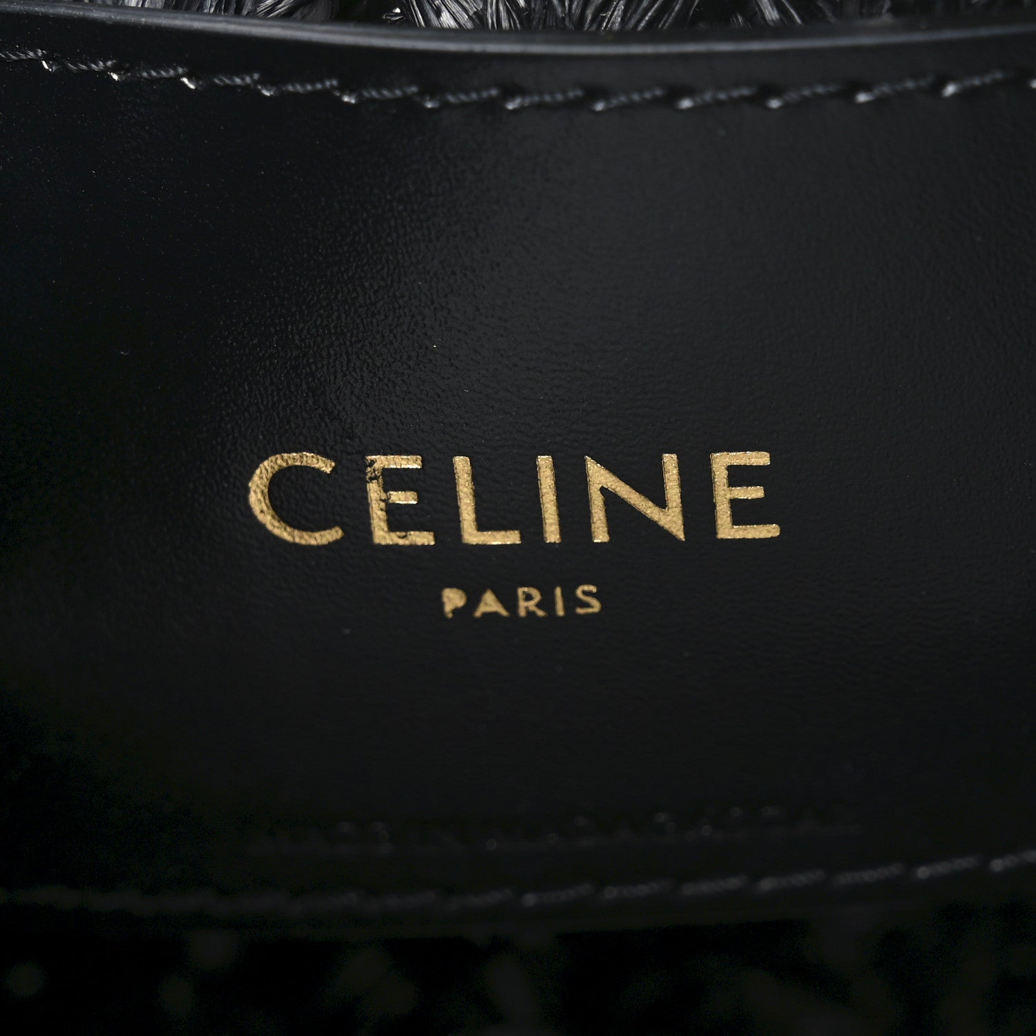 Celine Raffia Calfskin Triomphe Panier Hobo Bag Black 6 of 11