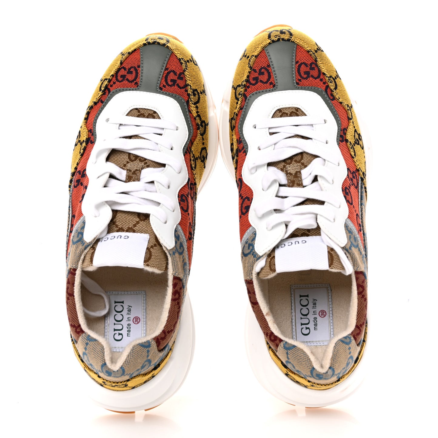Monogram Multicolor Demetra Womens Rhyton Sneakers 39 Yellow Blue Great White Tabasco