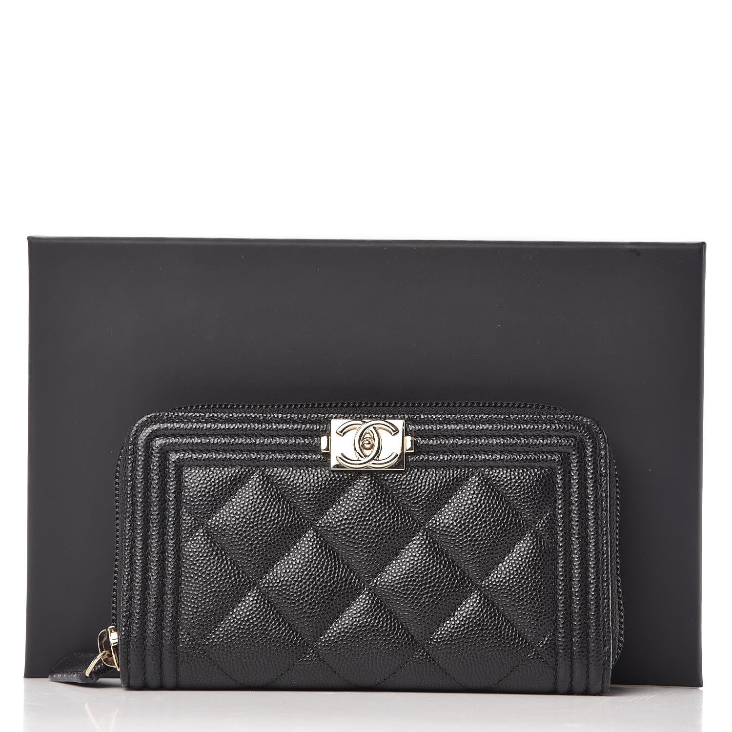 Chanel Caviar Quilted Small Boy Zip Around Wallet Black 9 of 9