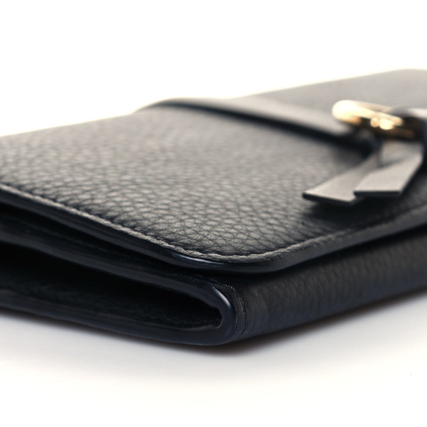 Smooth Calfskin Alphabet Long Wallet Black