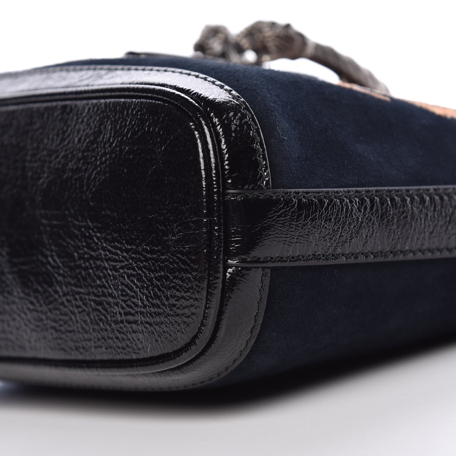 Gucci Suede Patent Dragon Embroidered Medium Dionysus Bucket Bag Dark Blue 10 of 11