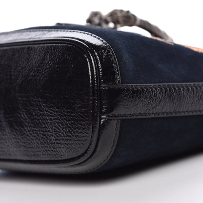 Gucci Suede Patent Dragon Embroidered Medium Dionysus Bucket Bag Dark Blue 10 of 11