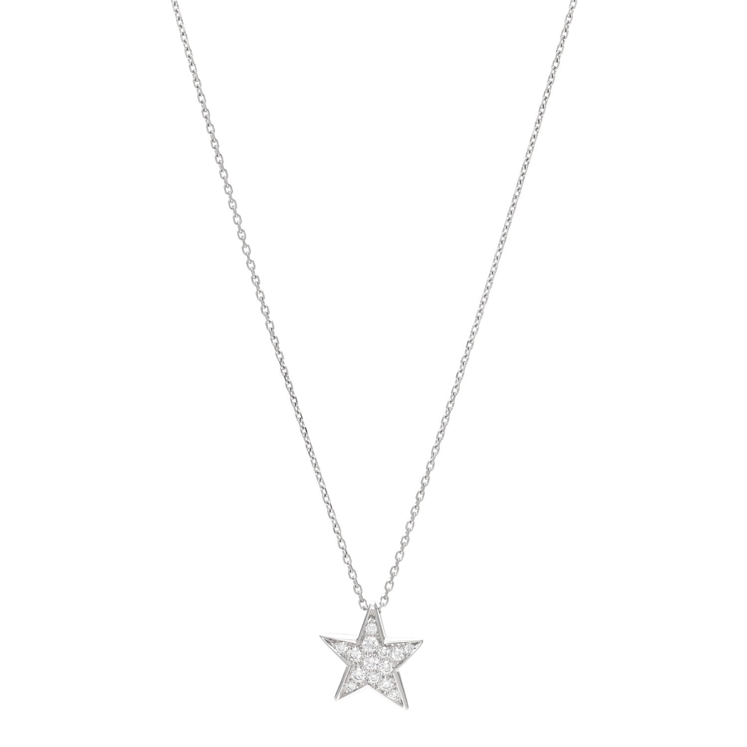 Chanel 18K White Gold Diamond Medium Comete Geode Pendant Necklace 1 of 4