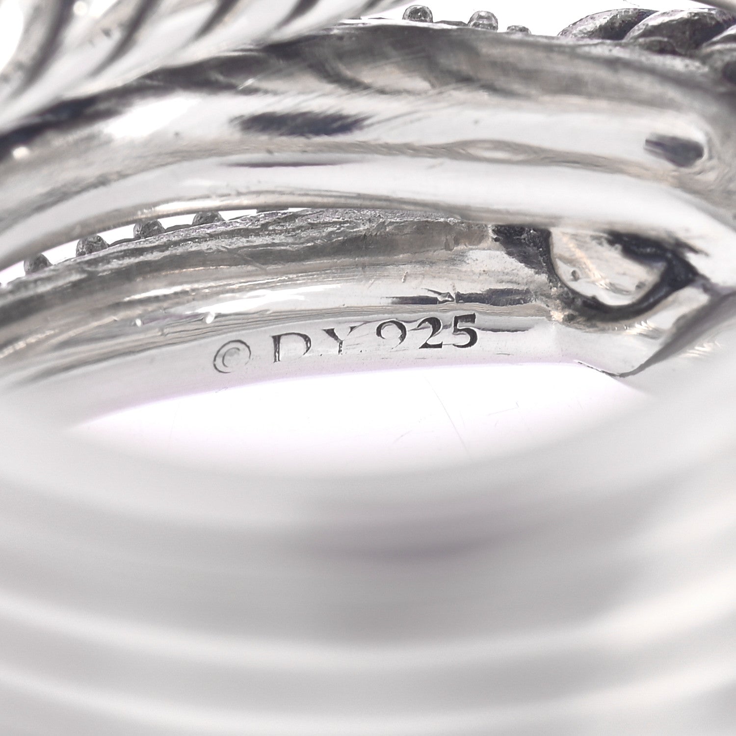 David Yurman Sterling Silver Diamond 19mm Labyrinth Triple Loop Ring 52 6 5 of 5