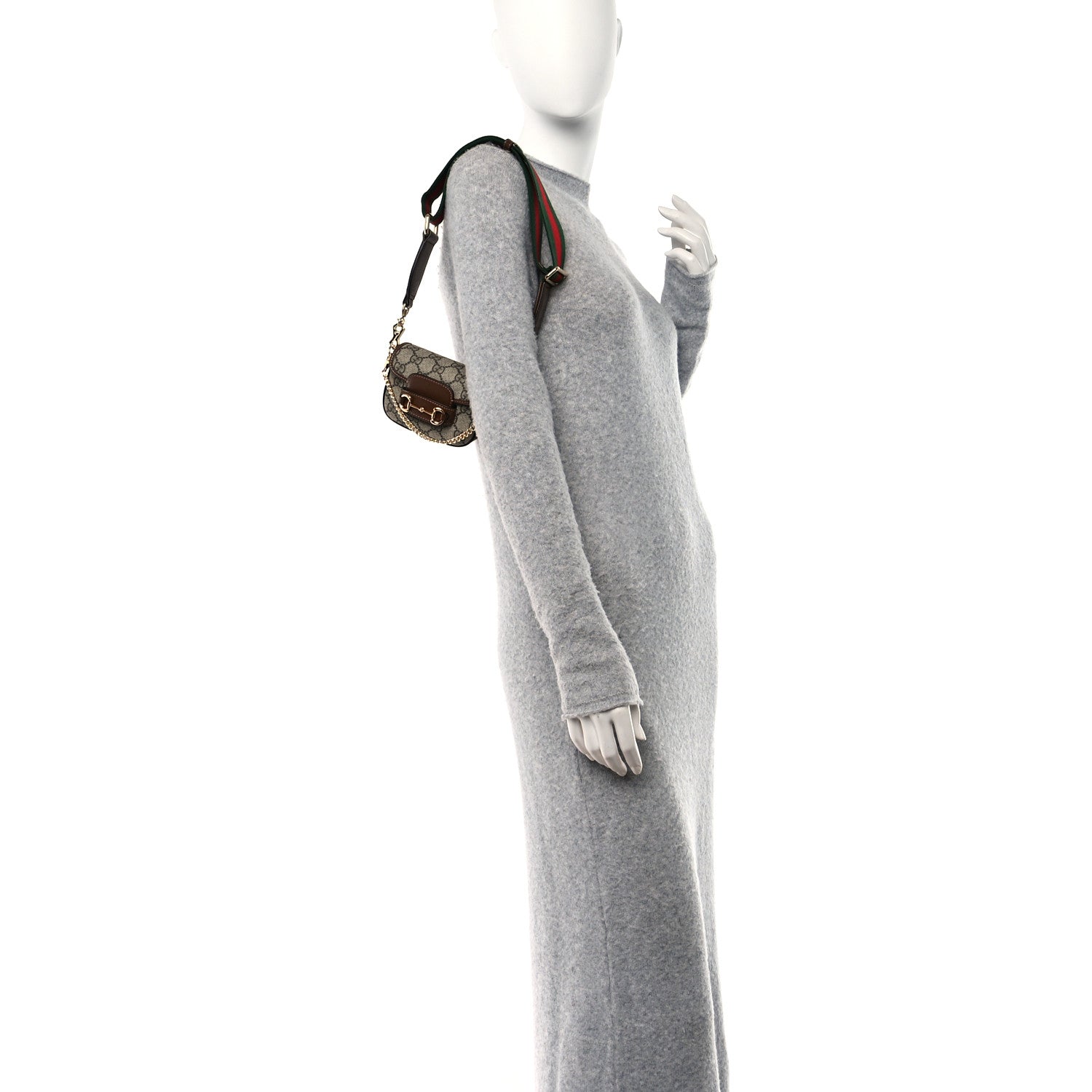 Gucci GG Supreme Monogram Azalea Calfskin Web Horsebit 1955 Wallet On Strap Beige Ebony Brown Sugar 2 of 11