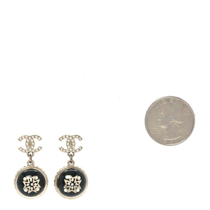 Chanel Resin Crystal Pearl CC Ball Drop Earrings Black Gold 2 of 5