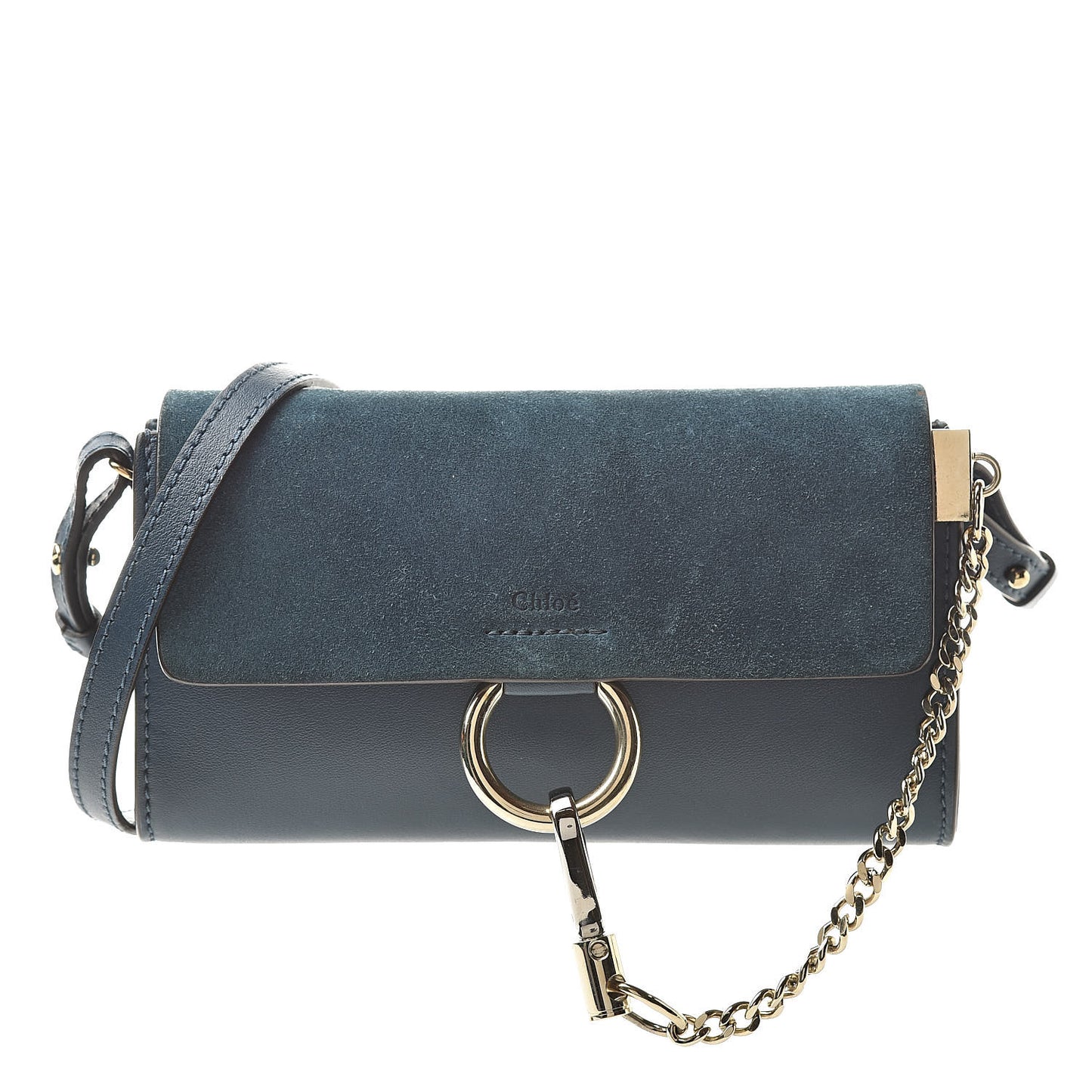 Suede Calfskin Mini Faye Shoulder Bag Majolica Blue