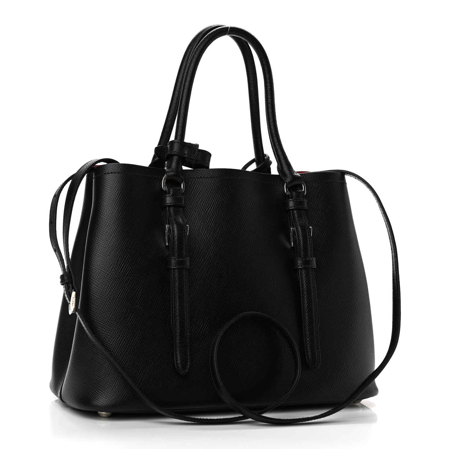 Saffiano Cuir Medium Double Handle Tote Black Fuoco