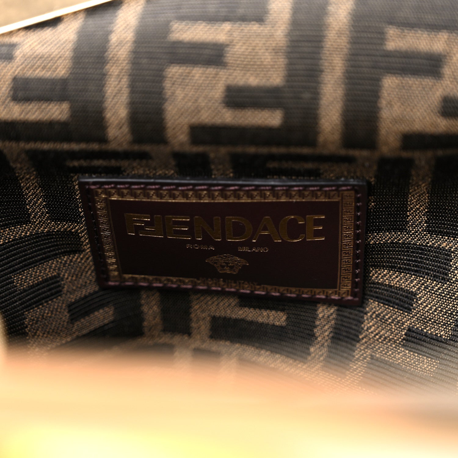 Fendi X VERSACE Silk Calfskin Fendace FF Baroque Print Medium Fendi First White Gold 6 of 8