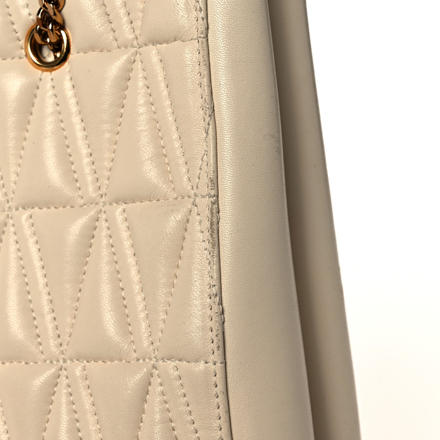 Nappa Barocco Quilted Virtus Chain Shoulder Bag Ecru