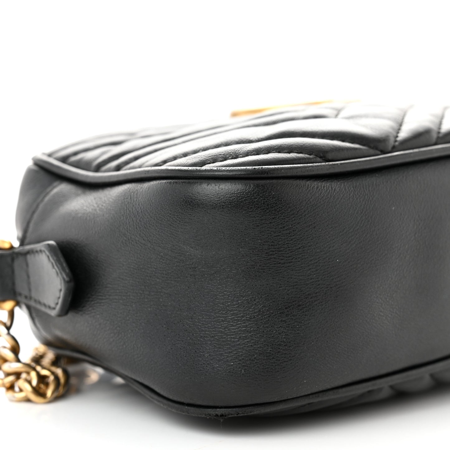 Calfskin Matelasse Small GG Marmont Chain Shoulder Bag Black