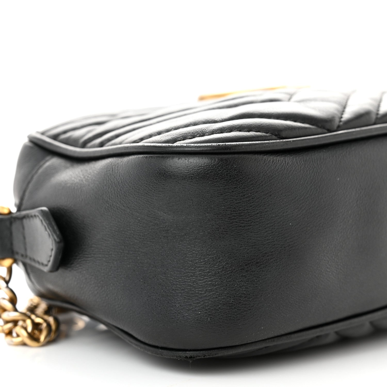 Gucci Calfskin Matelasse Small GG Marmont Chain Shoulder Bag Black 9 of 14