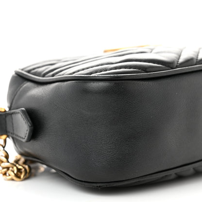 Gucci Calfskin Matelasse Small GG Marmont Chain Shoulder Bag Black 9 of 14
