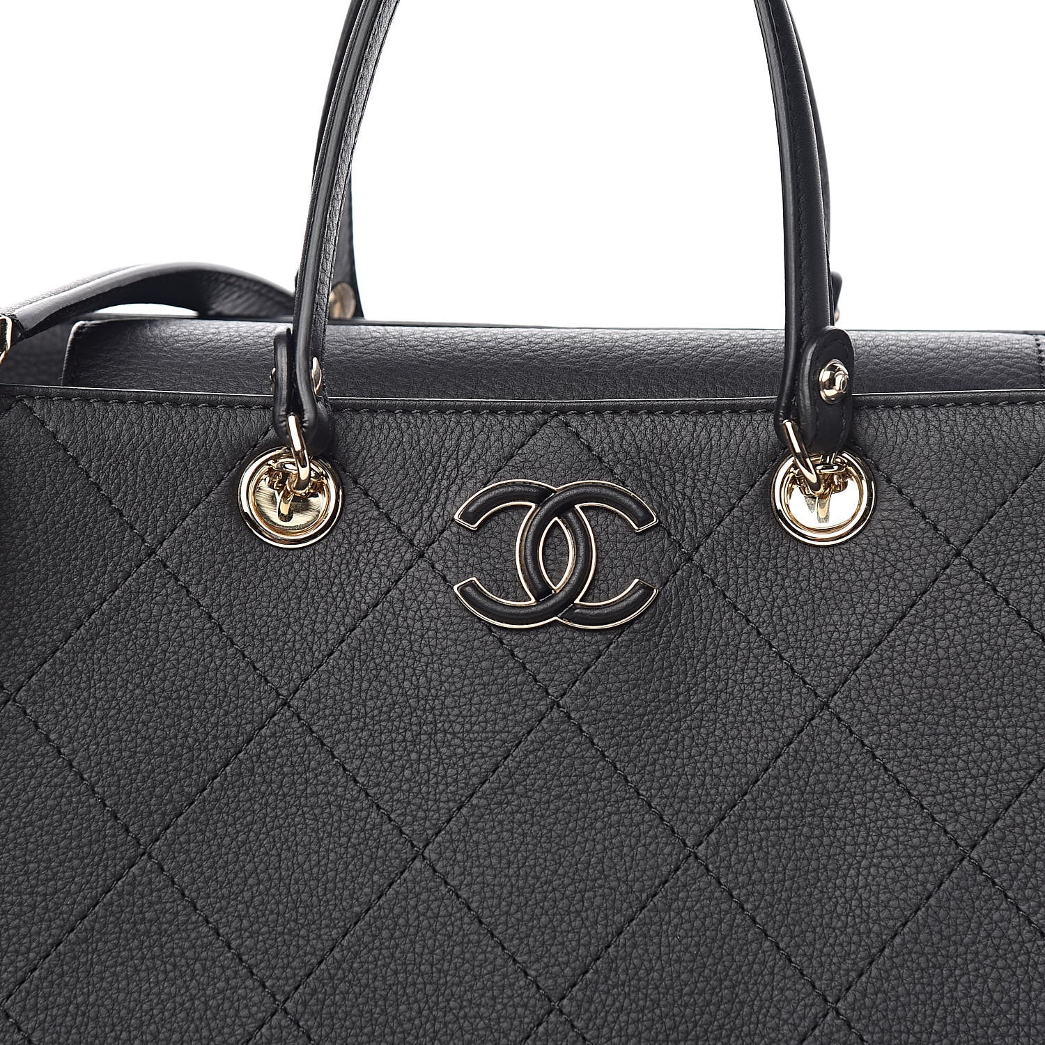 Chanel Bullskin Stitched Large Shopping Bag Black 10 of 10