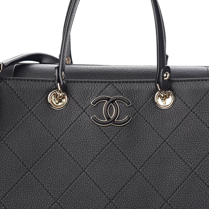 Chanel Bullskin Stitched Large Shopping Bag Black 10 of 10