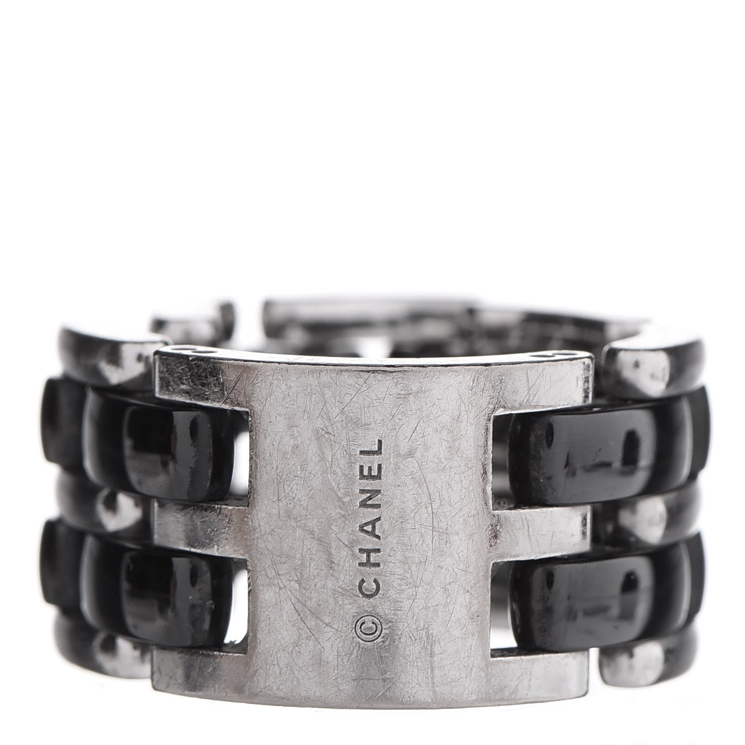 Chanel 18K White Gold Ceramic Large Ultra Ring 56 7.5 Black 1 of 6