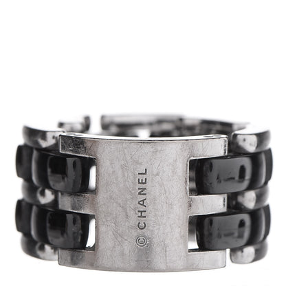 Chanel 18K White Gold Ceramic Large Ultra Ring 56 7.5 Black 1 of 6
