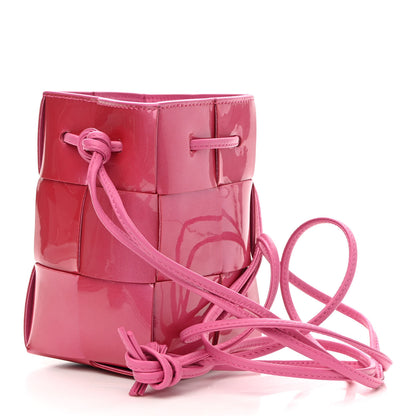 Bottega Veneta Patent Maxi Intrecciato Mini Cassette Bucket Bag Pink 3 of 8