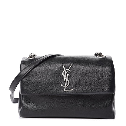 Saint Laurent Grain De Poudre Small West Hollywood Monogram Fold-Over Bag Black 1 of 14