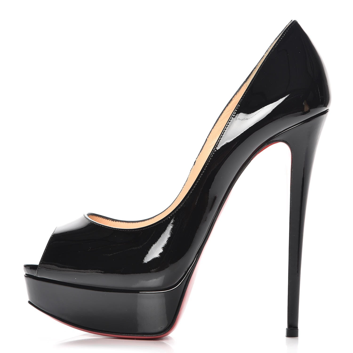 Christian Louboutin Patent Lady Peep 150 Pumps 39 Black 1 of 8