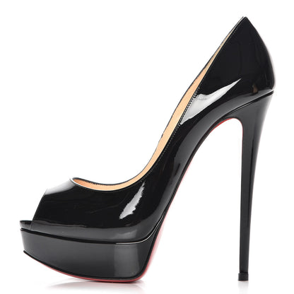 Christian Louboutin Patent Lady Peep 150 Pumps 39 Black 1 of 8