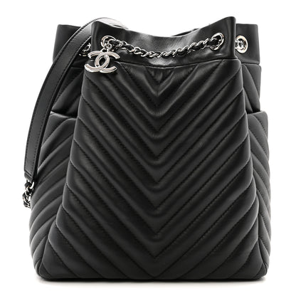 Chanel Lambskin Chevron Small Urban Spirit Drawstring Bag Black 1 of 12